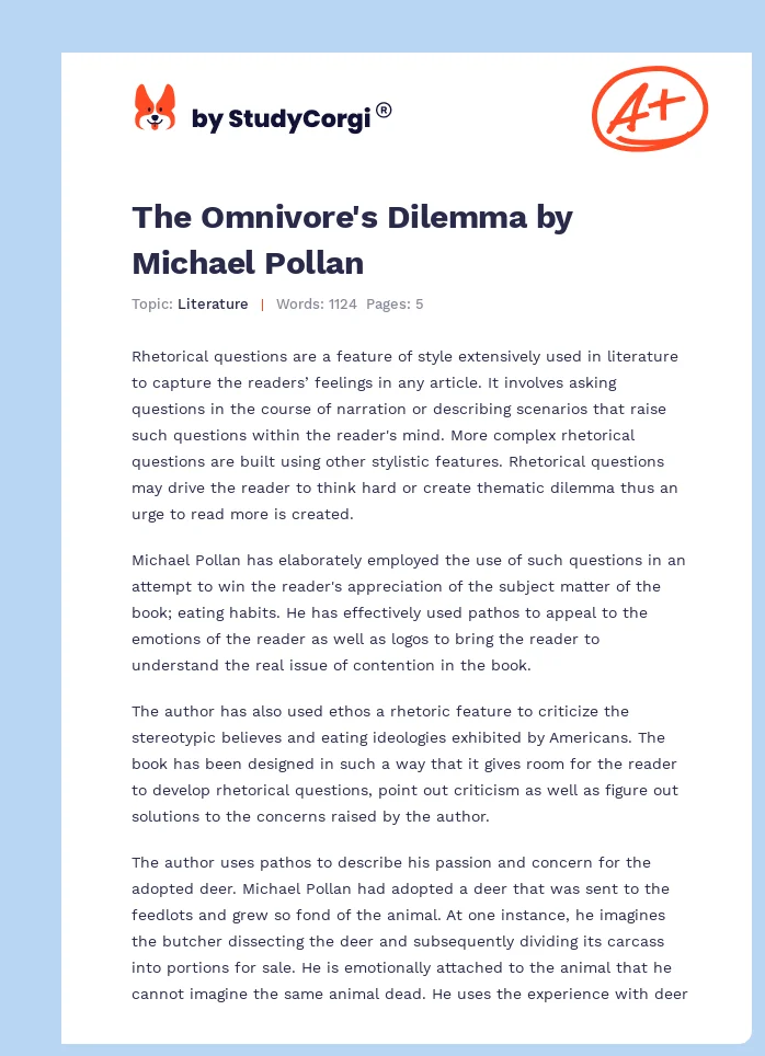 The Omnivore's Dilemma by Michael Pollan. Page 1