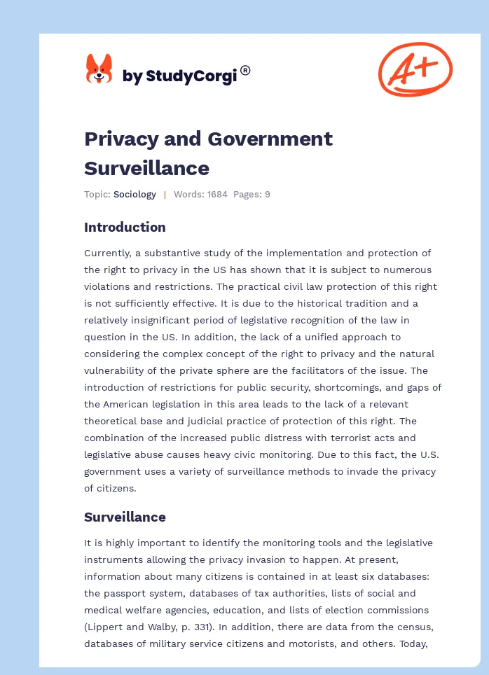 Privacy and Government Surveillance. Page 1