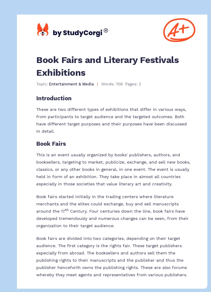 Book Fairs and Literary Festivals Exhibitions. Page 1
