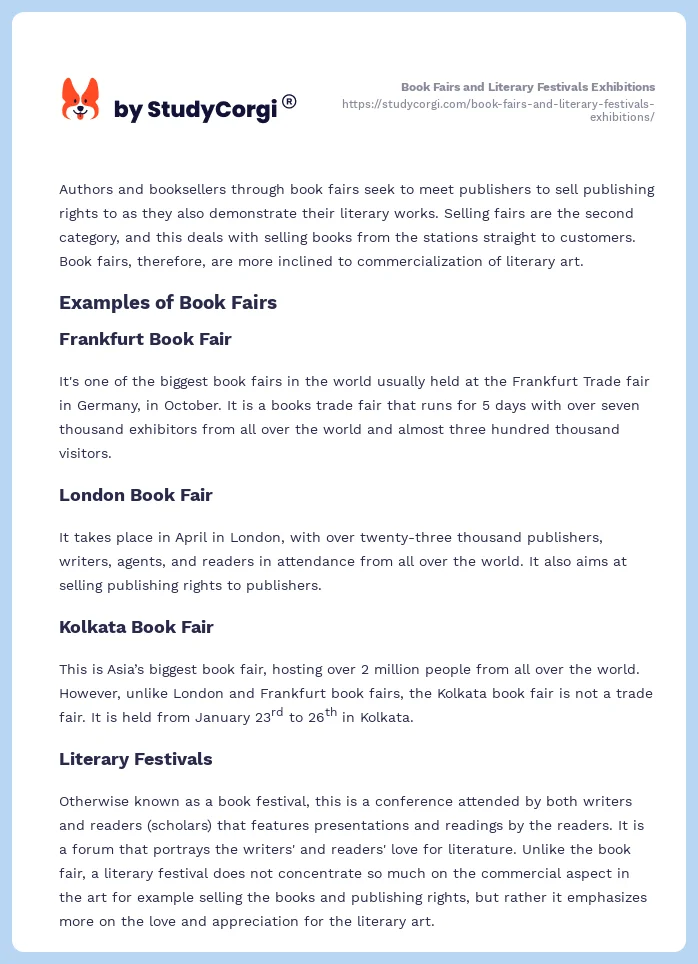 Book Fairs and Literary Festivals Exhibitions. Page 2