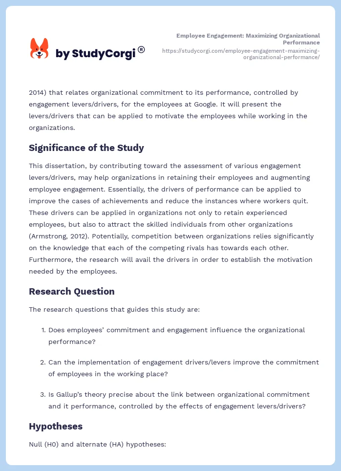 Employee Engagement: Maximizing Organizational Performance. Page 2