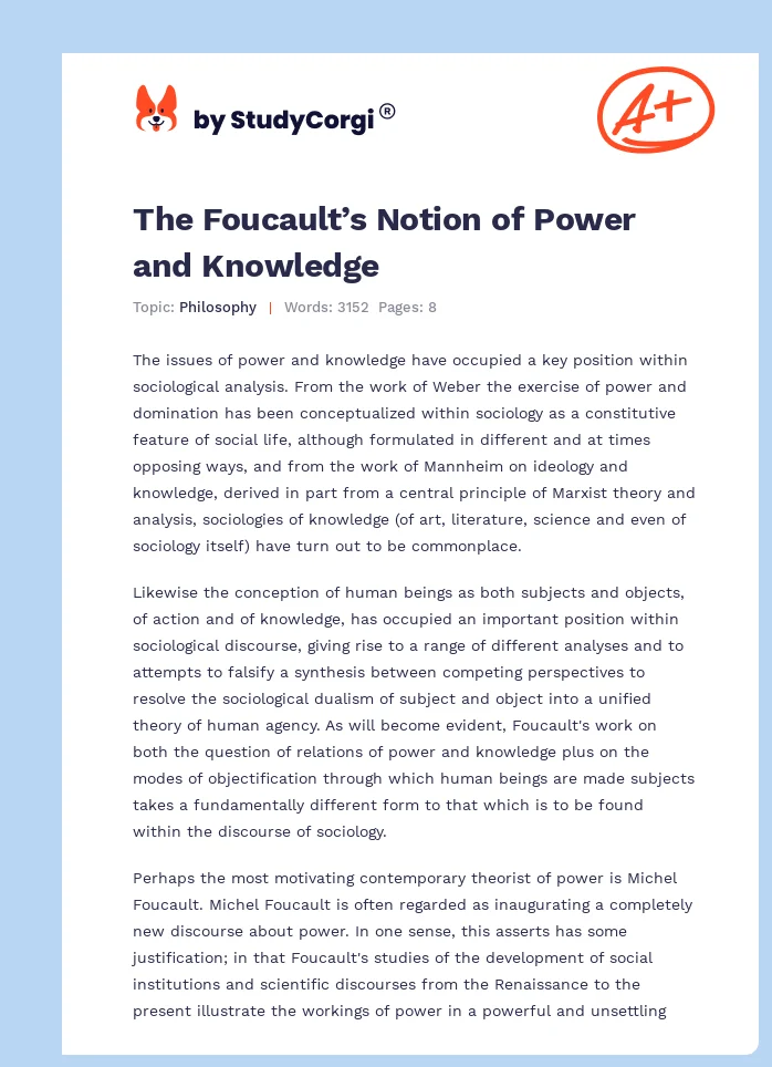 The Foucault’s Notion of Power and Knowledge. Page 1