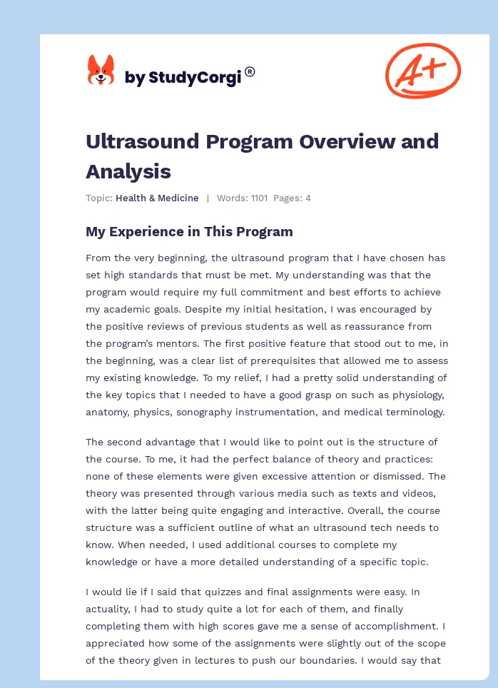 Ultrasound Program Overview and Analysis. Page 1