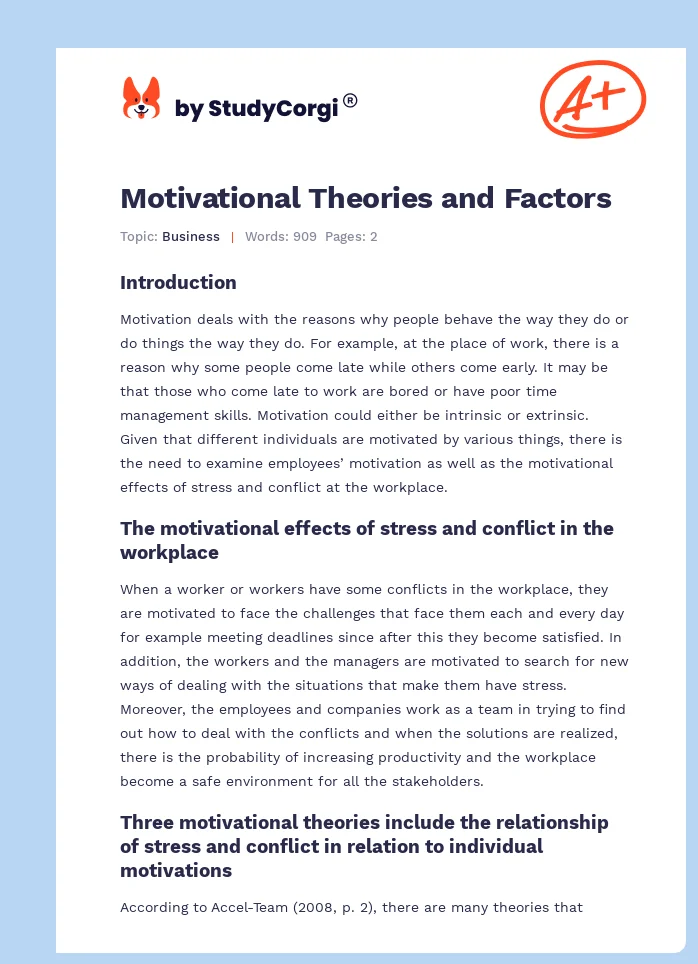 Motivational Theories and Factors. Page 1