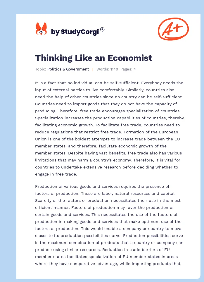 Thinking Like an Economist. Page 1