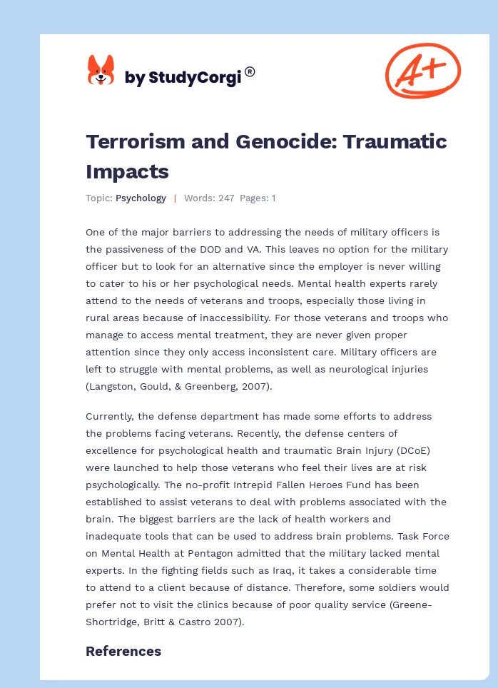 Terrorism and Genocide: Traumatic Impacts. Page 1
