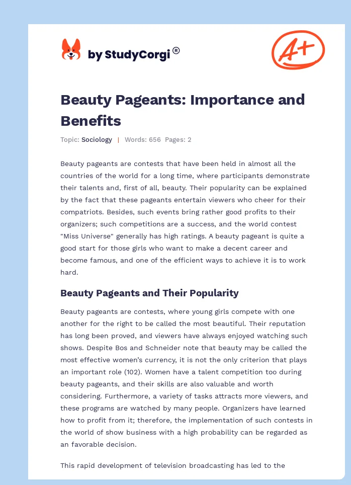 Beauty Pageants: Importance and Benefits. Page 1