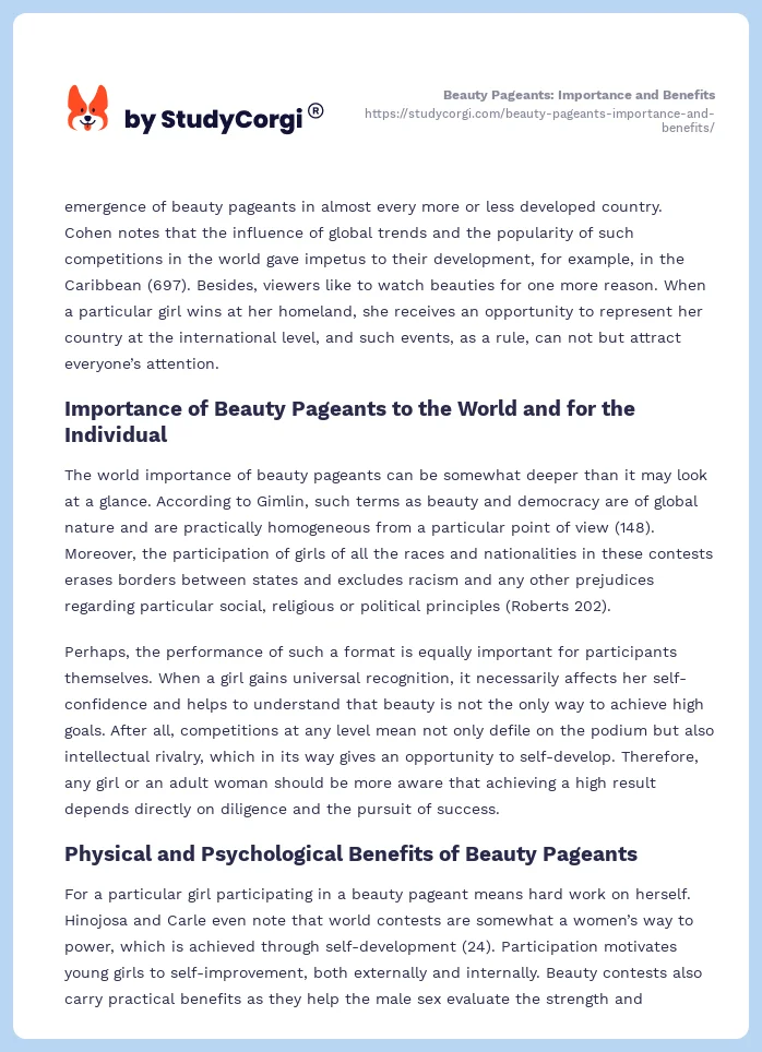 Beauty Pageants: Importance and Benefits. Page 2