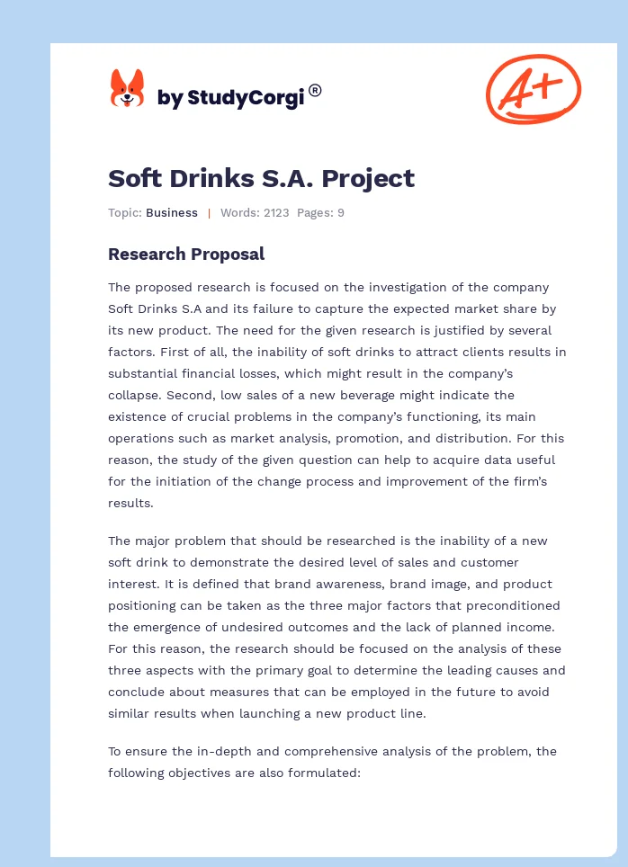 Soft Drinks S.A. Project. Page 1