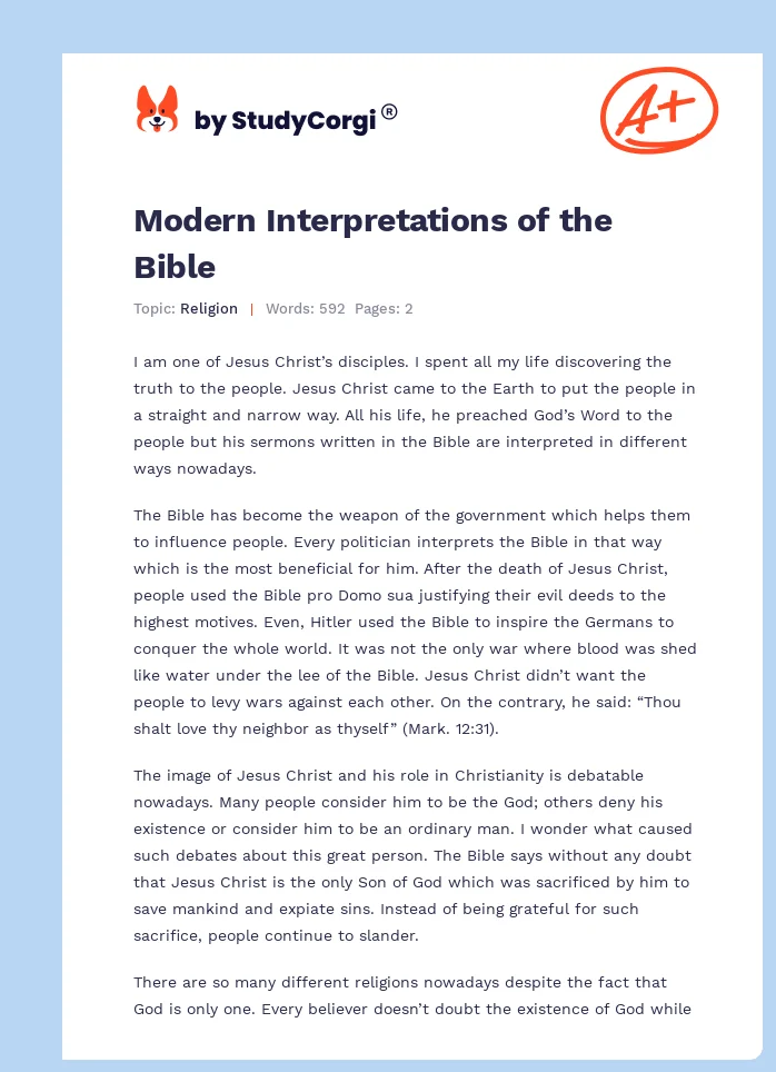 Modern Interpretations of the Bible. Page 1