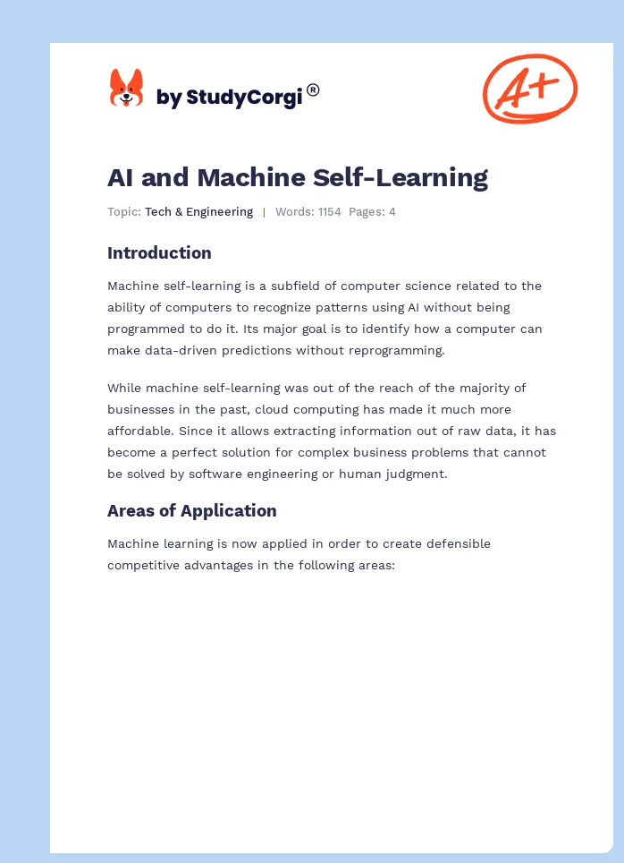 AI and Machine Self-Learning. Page 1