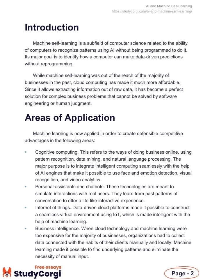 AI and Machine Self-Learning. Page 2