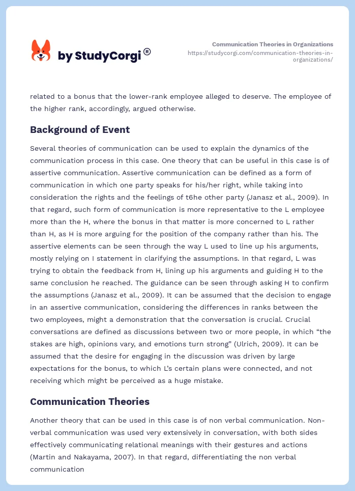 Communication Theories in Organizations. Page 2