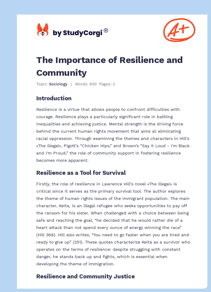The Importance of Resilience and Community. Page 1