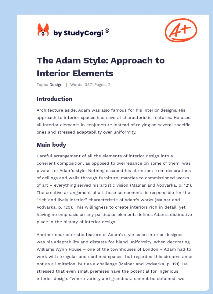 The Adam Style: Approach to Interior Elements. Page 1
