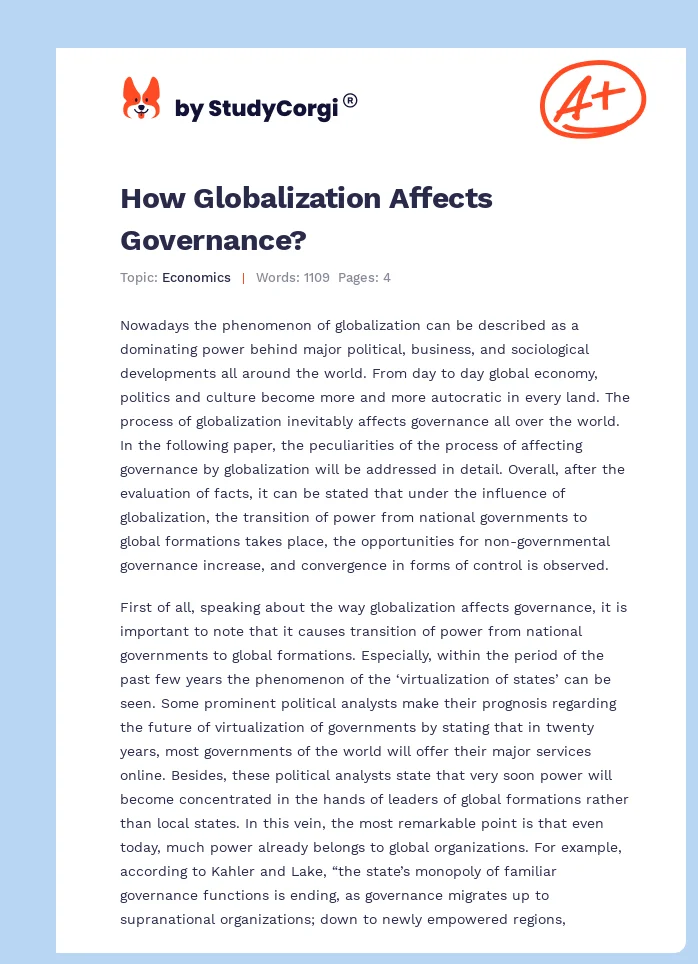 How Globalization Affects Governance?. Page 1