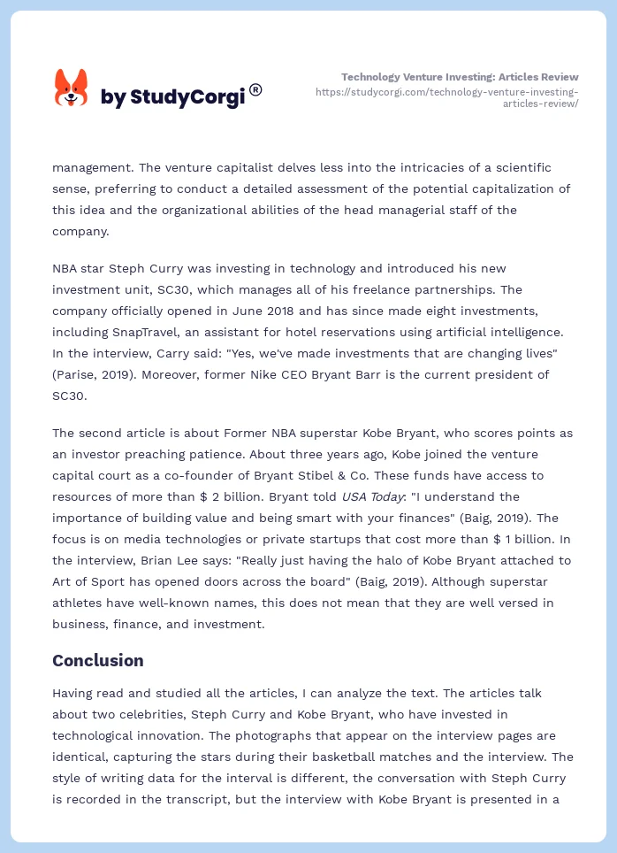Technology Venture Investing: Articles Review. Page 2