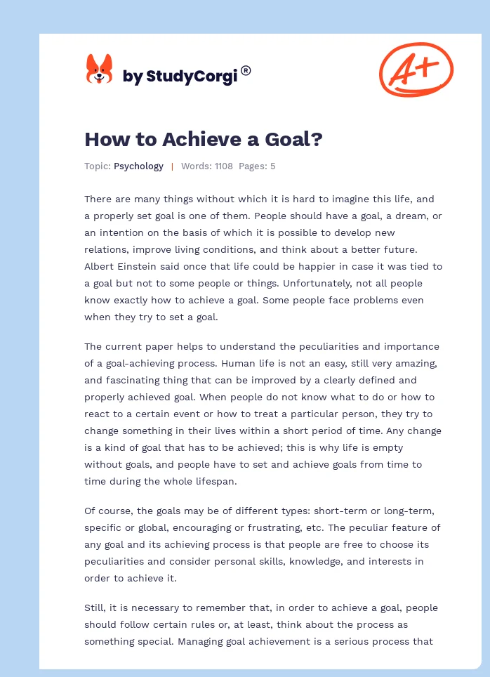 How to Achieve a Goal?. Page 1