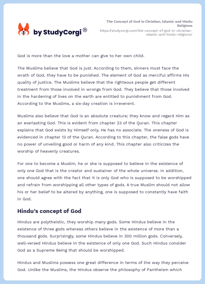 The Concept of God in Christian, Islamic and Hindu Religions. Page 2