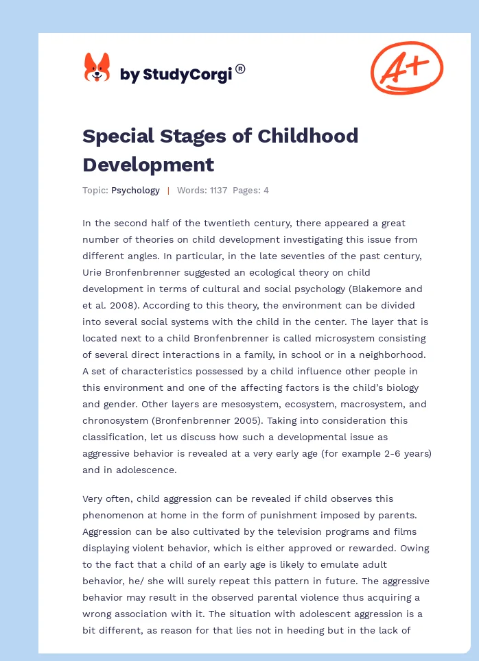 Special Stages of Childhood Development. Page 1