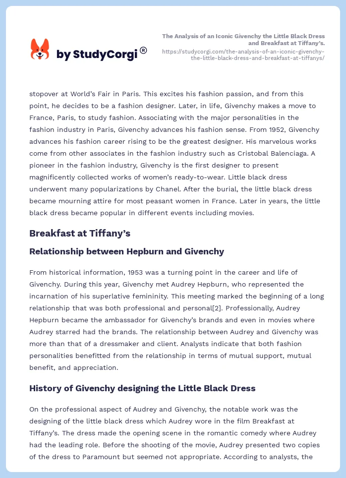 The Analysis of an Iconic Givenchy the Little Black Dress and Breakfast at Tiffany’s.. Page 2