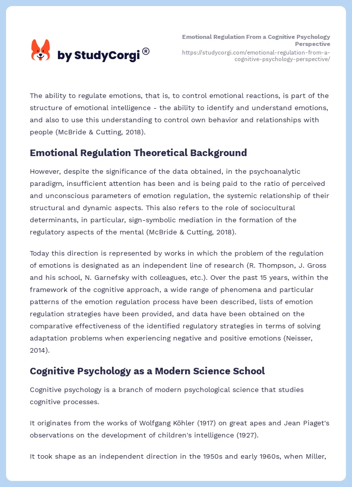 Emotional Regulation From a Cognitive Psychology Perspective. Page 2