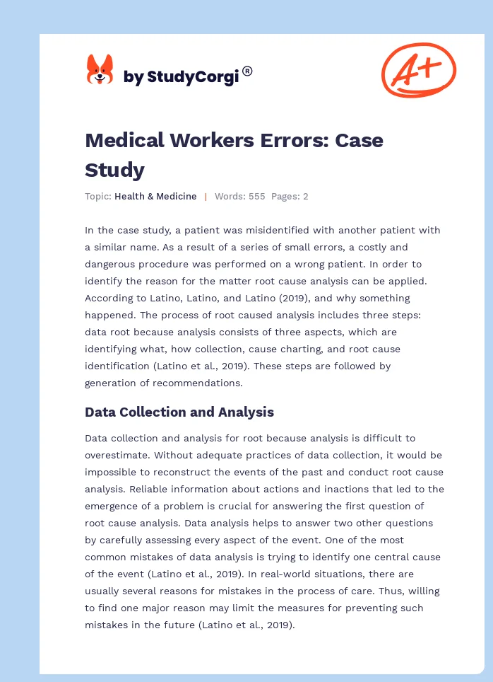 Medical Workers Errors: Case Study. Page 1