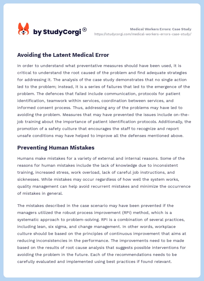Medical Workers Errors: Case Study. Page 2