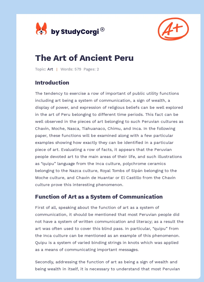 The Art of Ancient Peru. Page 1