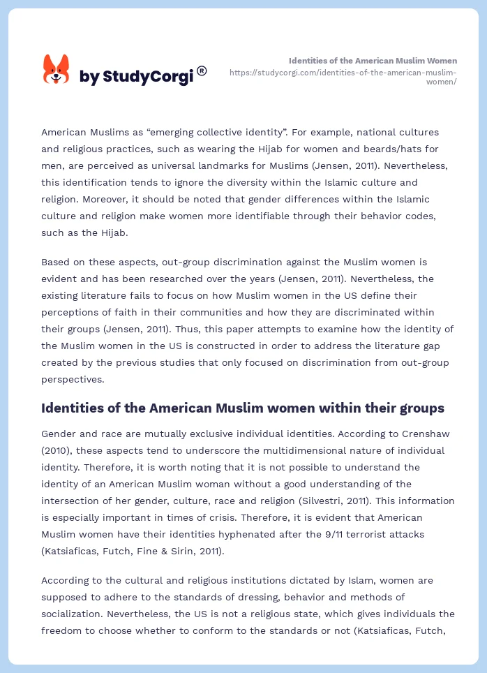 Identities of the American Muslim Women. Page 2