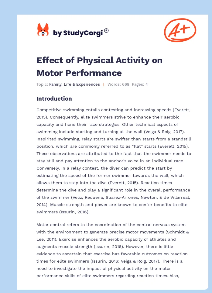 Effect of Physical Activity on Motor Performance. Page 1