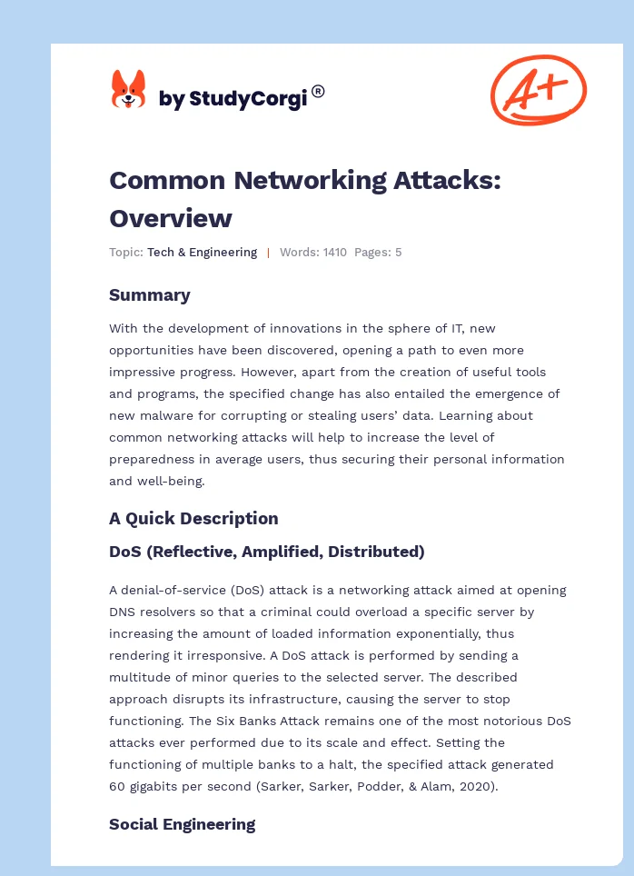 Common Networking Attacks: Overview. Page 1