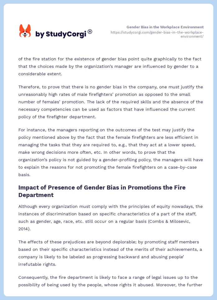 Gender Bias in the Workplace Environment. Page 2