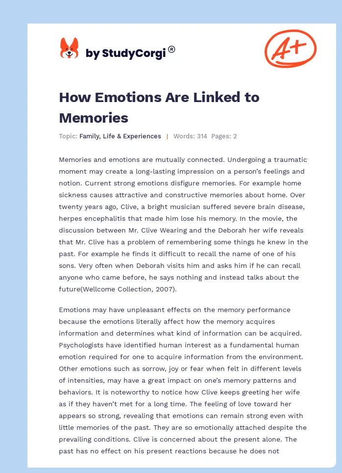 How Emotions Are Linked to Memories. Page 1