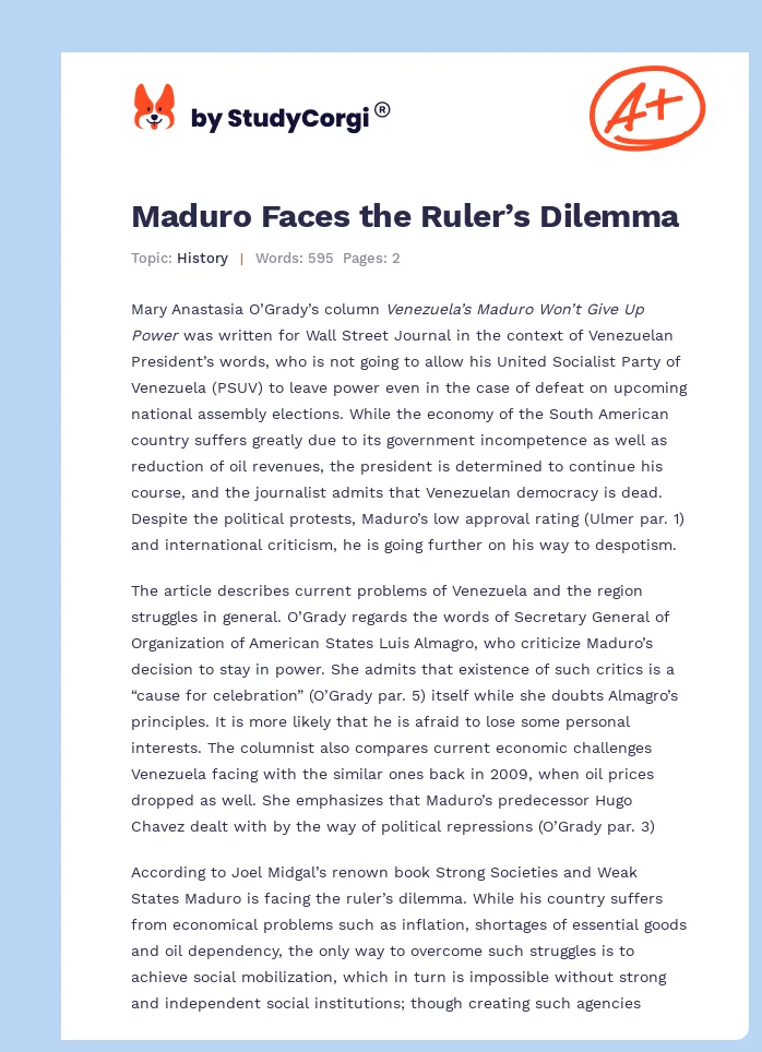 Maduro Faces the Ruler’s Dilemma. Page 1