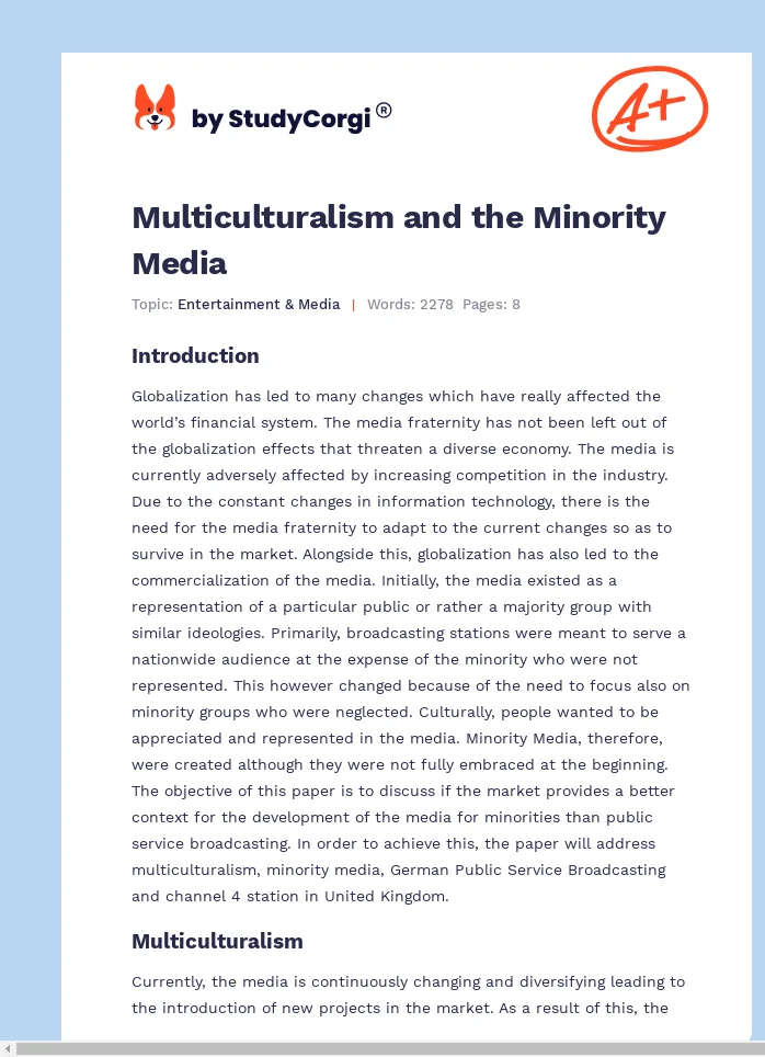 Multiculturalism and the Minority Media. Page 1