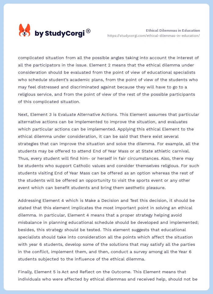 Ethical Dilemmas in Education. Page 2