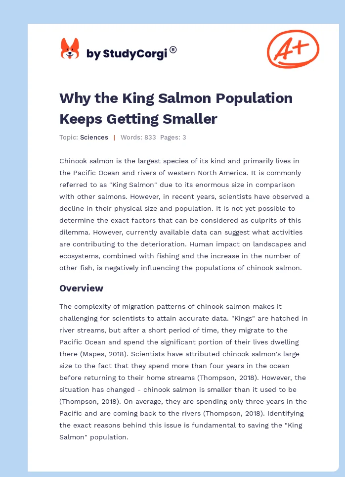 Why the King Salmon Population Keeps Getting Smaller. Page 1