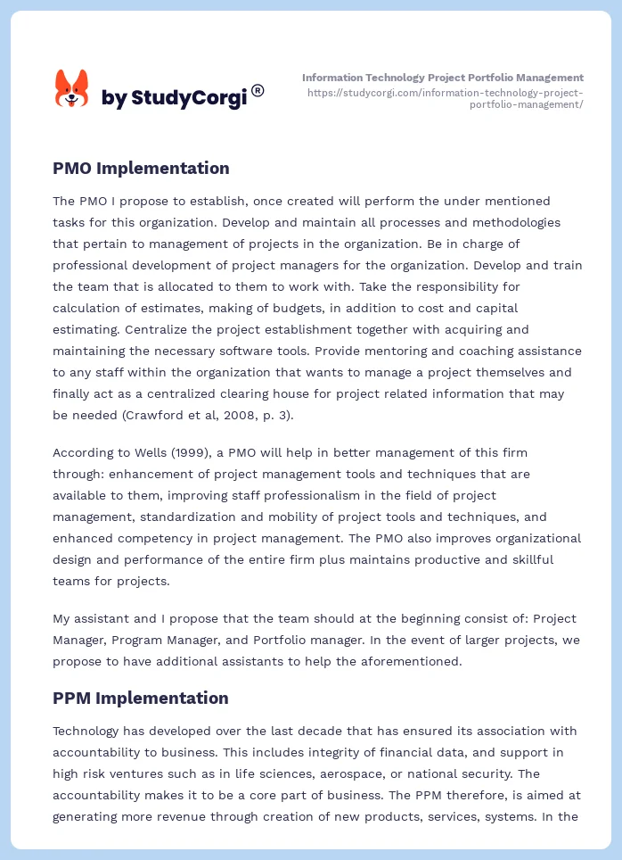 Information Technology Project Portfolio Management. Page 2