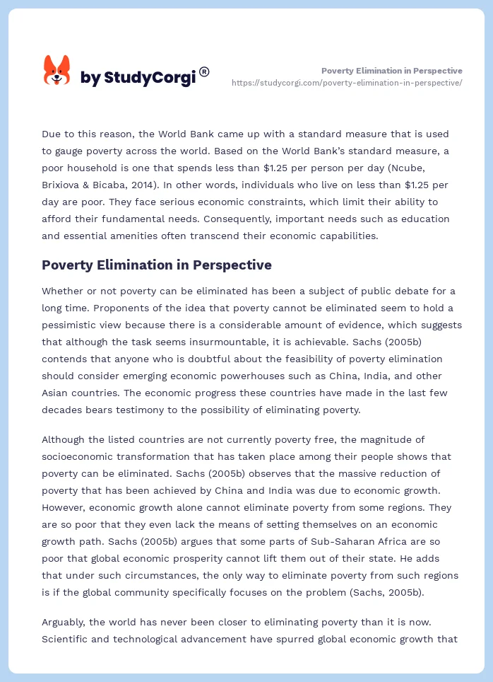 Poverty Elimination in Perspective. Page 2