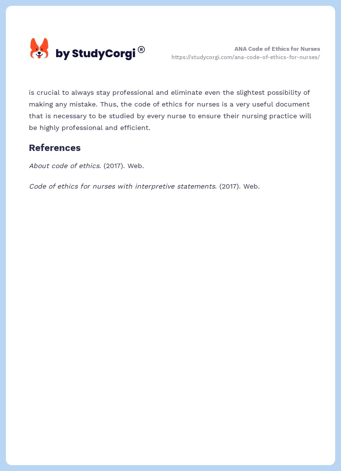 ANA Code of Ethics for Nurses. Page 2