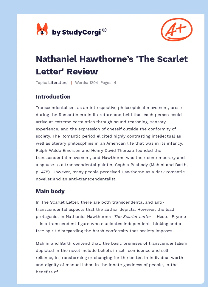 Nathaniel Hawthorne’s 'The Scarlet Letter' Review. Page 1