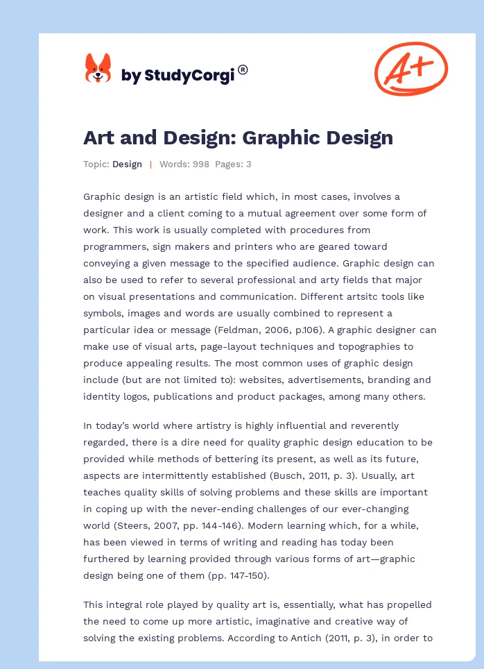 Art and Design: Graphic Design. Page 1