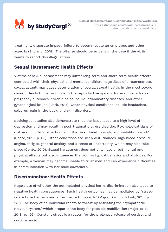 Sexual Harassment and Discrimination in the Workplace. Page 2