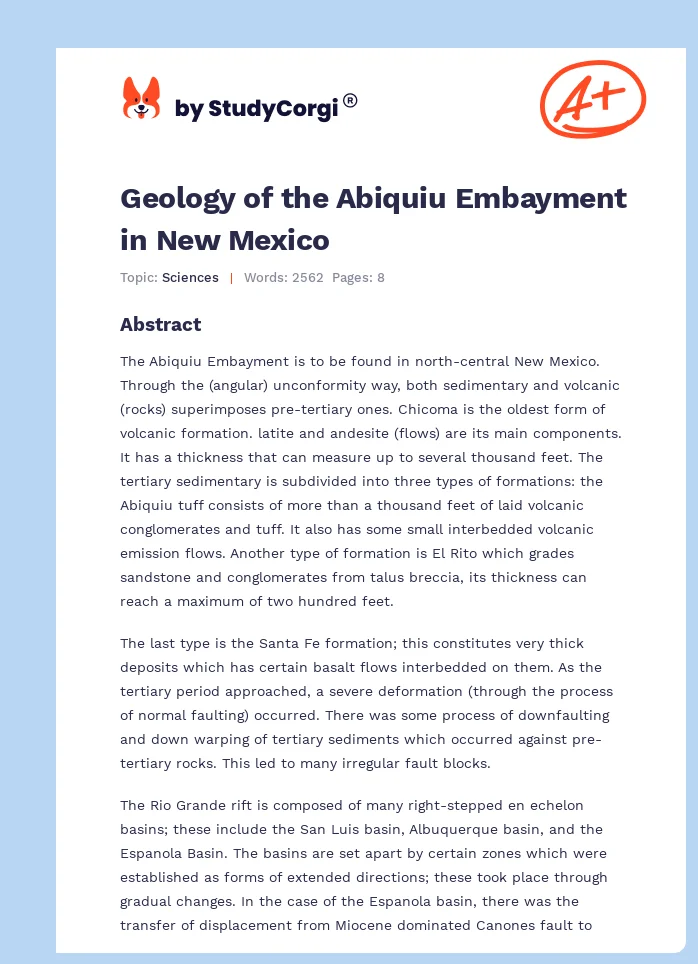 Geology of the Abiquiu Embayment in New Mexico. Page 1