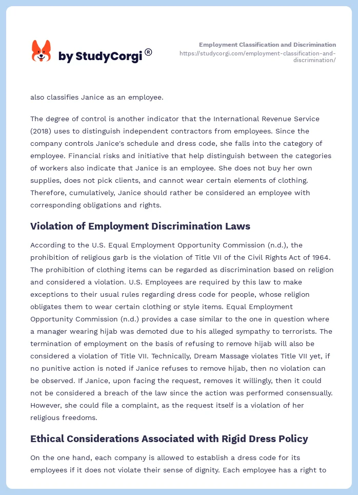 Employment Classification and Discrimination. Page 2