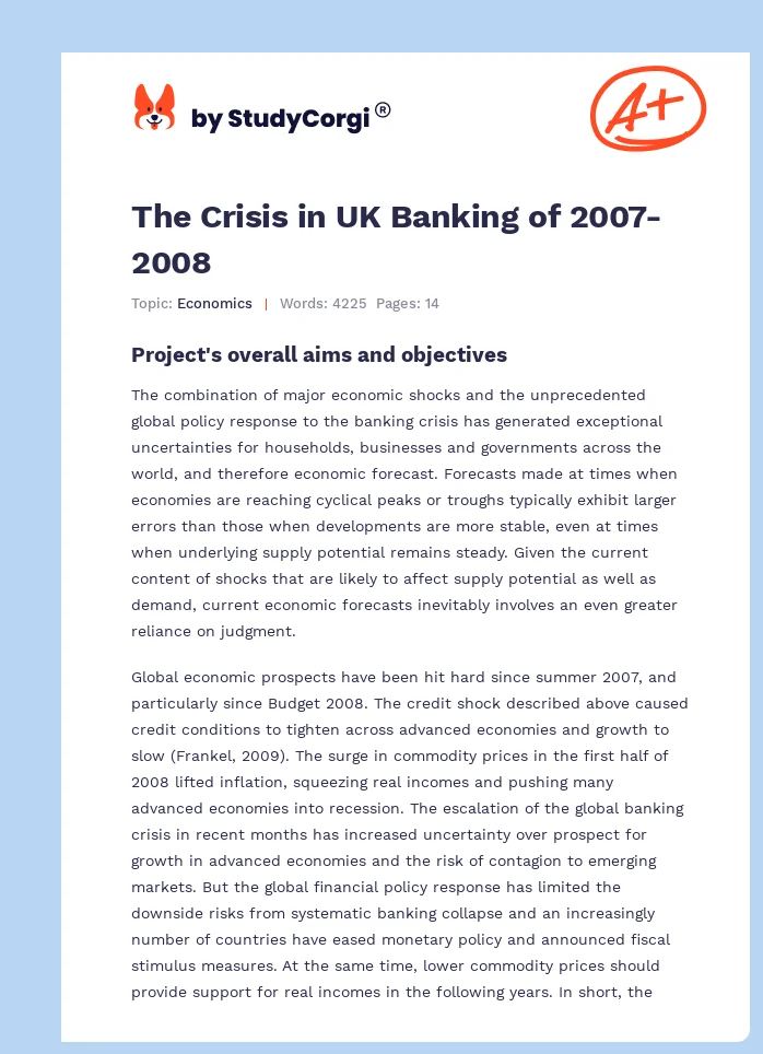 The Crisis in UK Banking of 2007-2008. Page 1