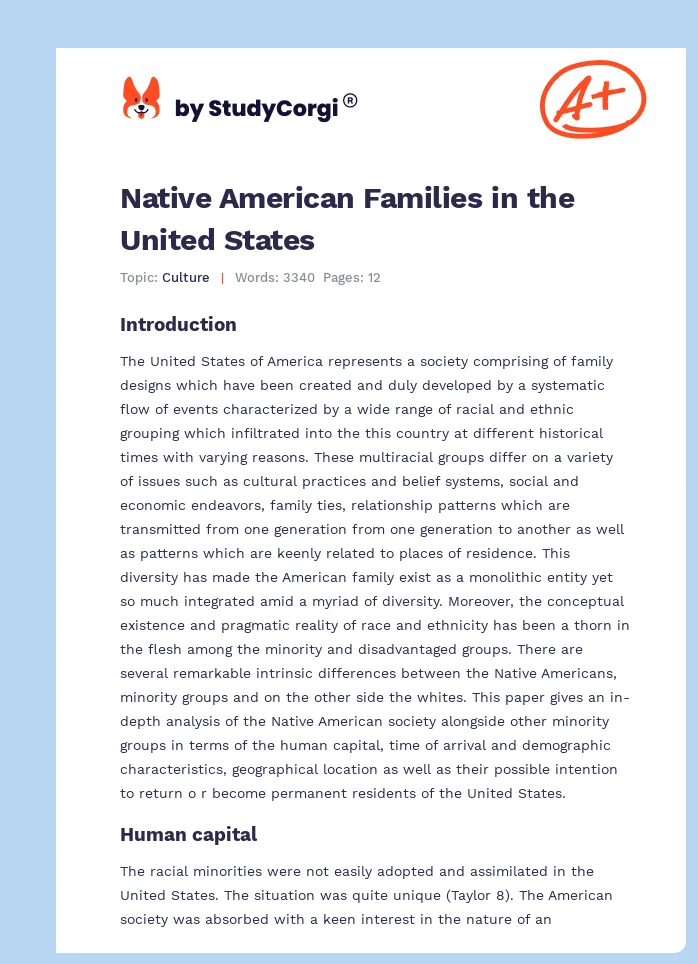 Native American Families in the United States. Page 1