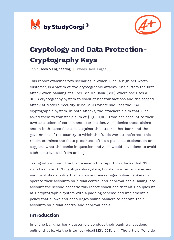 Cryptology and Data Protection-Cryptography Keys. Page 1