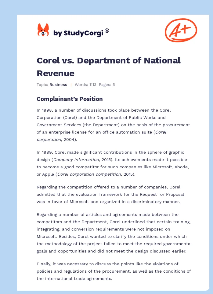 Corel vs. Department of National Revenue. Page 1